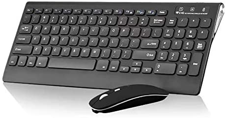 Wireless Keyboard and Mouse, ElecRat Rechargeable Compact Full Size Wireless Keyboard and Optical Mouse Combo with 2.4GHz USB Receiver for Windows, Laptop, Notebook, PC, Desktop, Computer