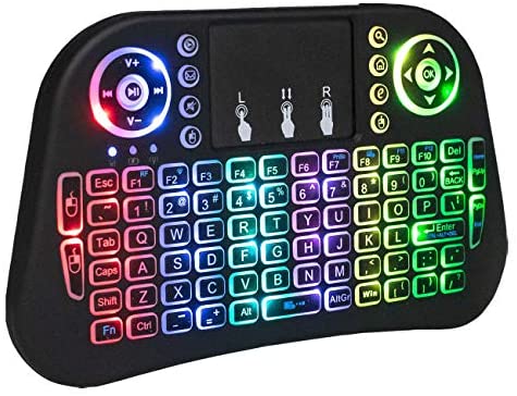 Wireless Keyboard with Touchpad, 2.4GHz Mini Bluetooth Keyboard, RGB Backlit Rechargeable Portable Handheld Gaming Keyboard, Led Remote Keyboard Work for Smart Tv Box Laptop Desktop