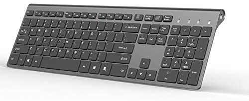 Wireless Keyboard,J JOYACCESS Full Size Rechargeable Quiet Thin Keyboard Wireless for Laptop,Computer,Desktop,PC,Surface,Smart TV and Windows,Black and Gray