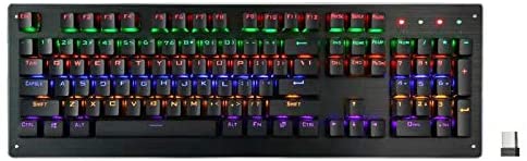Wireless Mechanical Gaming Keyboard,Rainbow Backlit Keyboard with 2.4G Drive Free,Adjustable Breathing Lamp,Anti-ghosting,12 Multimedia Keys,Removable Hand Rest Mechanical Keyboard for PC MAC Gamers