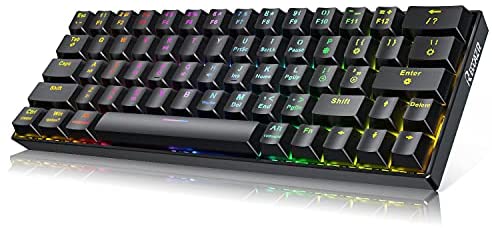 Wireless Mechanical Keyboard,60% Gaming Keyboard with Arrow Keys, Wireless Wired Mechanical Gaming Keyboard with RGB Backlight, Bluetooth 5.0 Keyboard N-Key Rollover for PC/Laptop/Pad/Smart Phone