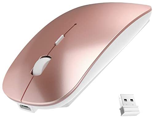 Wireless Mouse, 2.4G Slim Mute Silent Click Noiseless Optical Mouse with USB Receiver Compatible with Notebook, PC, Laptop, Computer, MacBook (Rose Gold)