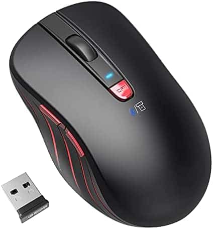 Wireless Mouse – Bluetooth or USB Connection Computer Mouse Adjustable DPI Silent Ergonomic Hand Shape Mouse for Laptop PC Tablet Mac Chromebook -Black