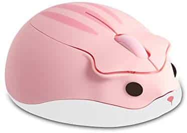 Wireless Mouse Cute Animal Hamster Shape Cartoon Silent Computer Mice,1200DPI Quiet Portable Mobile Optical Travel Mute Cordless Mouse for PC Laptop Computer Notebook MacBook for Kid Gift(Pink)
