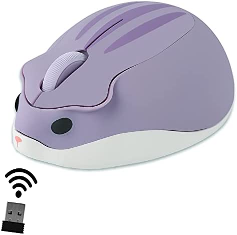 Wireless Mouse Cute Hamster Shaped Computer Mouse 1200DPI Less Noise Portable USB Mouse Cordless Mouse for PC Laptop Computer Notebook MacBook Kids Gift (Purple)