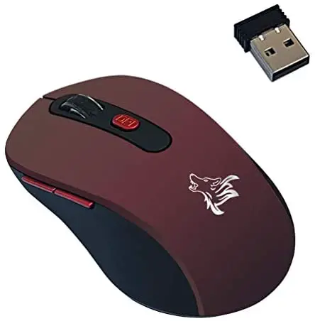 Wireless Mouse Portable Mobile Optical Mouse with USB Receiver Comfortable Ergonomic 2.4G Mouse, 3 Adjustable DPI Levels, 3 Buttons Design, Cordless Mouse for PC, Computer, Laptop, MacBook-Wine