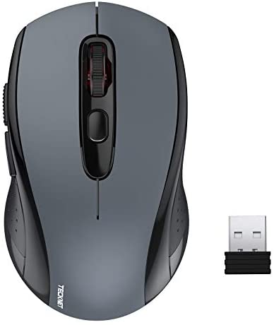 Wireless Mouse TECKNET 2.4G Silent Laptop Mouse with USB Receiver Portable Computer Mice for Notebook, PC, Laptop, Computer, 18 Month Battery Life, 3 Adjustable DPI Levels: 2000/1500/1000 DPI (Black)