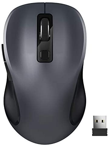 Wireless Mouse, TedGem 2.4G Portable Computer Mouse Optical USB Mouse Cordless Mouse Ergonomic Mouse with USB Receiver 6 Buttons 3-Level DPI Laptop Mouse for Windows MacOS PC Laptop (Grey)