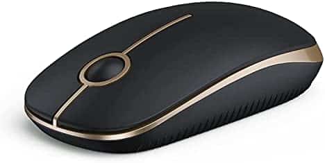 Wireless Mouse, Vssoplor 2.4G Slim Portable Computer Mice with Nano Receiver for Notebook, PC, Laptop, Computer-Black and Gold