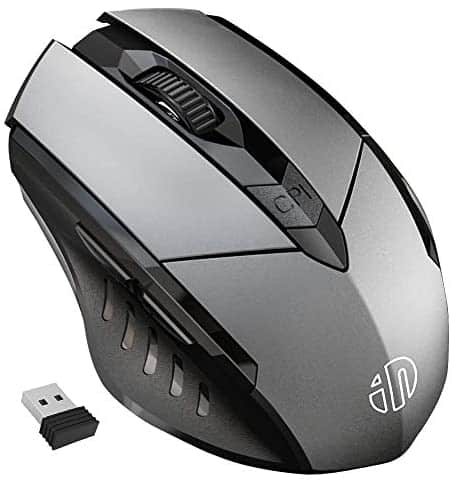Wireless Mouse, inphic Large Ergonomic Rechargeable 2.4G Optical PC Laptop Cordless Mice with USB Nano Receiver, for Windows Computer Office,Iron Grey