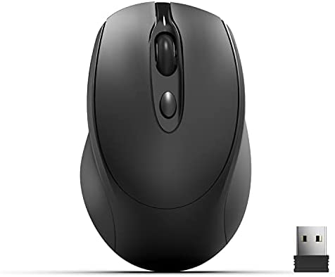 Wireless Mouse, 【Upgrade】 2.4G Silent Ergonomic Optical Cordless Mobile Office Computer Mice with Nano USB Receiver, 3 Adjustable DPI for Laptop, PC, Notebook, Desktop (Gloss Black)