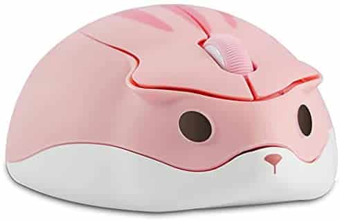 Wireless Mouse,2.4GHz 1200 DPI Cute Animal Hamster Shape Silent Mouse, 1200DPI Portable Mobile Optical Mouse with USB Receiver, 3 Buttons Cordless Mouse for PC Mac Laptop Computer Notebook-Pink