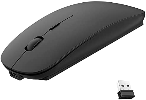 Wireless Mouse,Slim Wireless Portable Mobile Mouse,2.4G Noiseless Mouse with USB Nano Receiver,Rechargeable Wireless Mouse for MacBook,Laptop,PC,Computer,Notebook(Black)