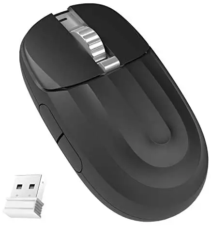 Wireless Mouse，Shell-Shaped Wireless Portable Mobile Mouse，2.4G Noiseless Mouse with USB Nano Receiver，Rechargeable Wireless Mouse for Laptop,PC,Computer,Notebook (Black)