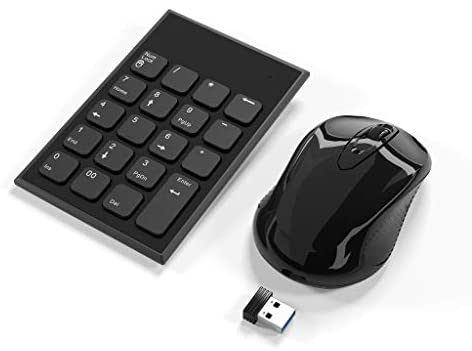Wireless Number Pad and Mouse Combo,KETAKY 2.4G Portable Ultra Slim USB Numeric Keypad and Mouse for Laptop Desktop PC Notebook- Just One USB Receiver