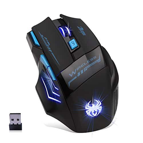 Wireless Optical Gaming Mouse, Lychee 2.4GHZ 4 DPI Adjustable USB Gaming Mice with Fire Key & Cool Breathing Light for PC LaptopMac,Windows 2000/XP/7/8/10/Vista