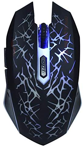 Wireless PC Mouse, Mute Light Ergonomic Mouse 6-Buttons Desktop Optical Mouse Gaming Mouse for FPS/RTS/MOBA
