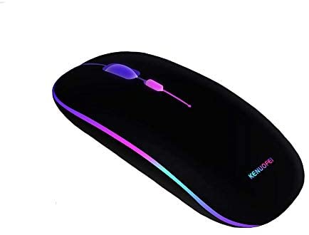 Wireless Rechargeable Mouse,Attoe Slim Portable USB Mouse with USB Dongle & Breathing RGB LED Light, Optical Computer Mice for PC, Tablet, Laptop and Windows/Mac