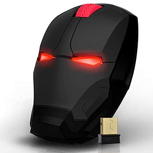 Wireless Super Hero Computer Mouse 2.4G Full Size Optical Gaming Mice with Nano USB Receiver,3 Adjustable DPI Levels, Portable Mobile Click Silent Mouse for Notebook, PC, Laptop (Black)