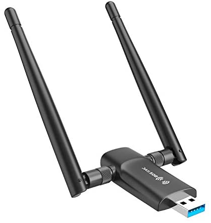 Wireless USB WiFi Adapter for PC – 802.11AC 1200Mbps Dual 5Dbi Antennas 5G/2.4G WiFi USB for PC Desktop Laptop MAC Windows 10/8/8.1/7/Vista/XP/Mac10.6/10.13, WiFi USB Computer Network Adapters