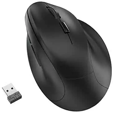 Wireless Vertical Ergonomic Mouse – BPBZONE Rechargeable 2.4GHz Optical Ergonomic Mice : 3 Adjustable 800/1200/1600 DPI 6 Buttons, for Laptop, PC, Computer, Desktop, Notebook etc, Black