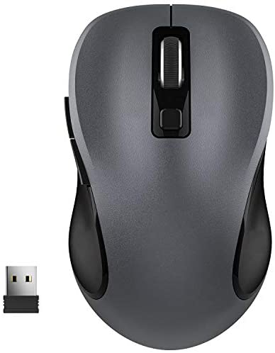 WisFox 2.4G Wireless Mouse for Laptop, Ergonomic Computer Mouse with USB Receiver and 3 Adjustable Levels, 6 Button Cordless Mouse Wireless Mice for Windows Mac PC Notebook (Grey)