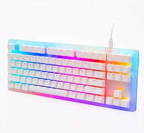 Womier K87 Mechanical Gaming Keyboard Gateron Switch TKL Hot Swappable Keyboard Partitioned RGB Backlit Compact 87 Keys for PC PS4 Xbox (Yellow Switch,White)
