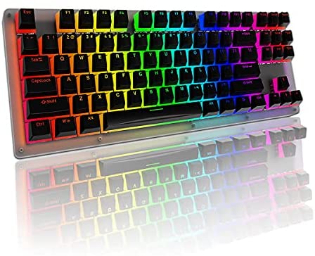 Womier/XVX K87 TKL Mechanical Keyboard, Hot Swappable Keyboard, Dark Phoenix RGB Keyboard- Acrylic Mechanical Keyboard, for PC PS4 Xbox (Black, 87 Keys, Silver Switch)
