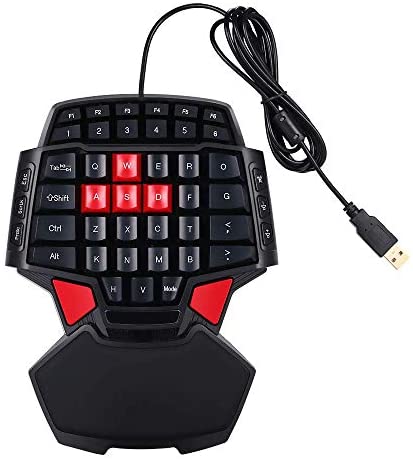 Womnord One Hand Gaming Keyboard One Handed Keyboard 47-Key Professional Single Hand Gaming Keyboard USB Wired Keyboards Portable Mini Gaming Keypad Ergonomic Game Controller for CF / LOL / WOW / DOTA
