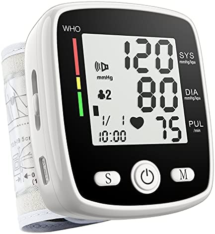 Wrist Blood Pressure Monitor, Automatic Blood Pressure Kit Bp Cuff Carrying case Irregular Heartbeat Detector & 99 Readings Memory 2 User & Large Display