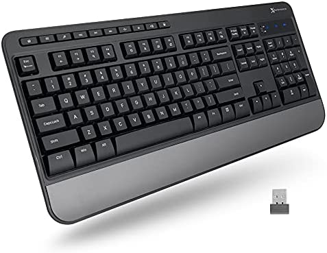 X9 Performance Multimedia USB Wireless Keyboard – Take Control of Your Media – Full Size Keyboard with Wrist Rest and 114 Keys (10 Media and 14 Shortcut Keys) – Cordless Keyboard for PC and Chrome