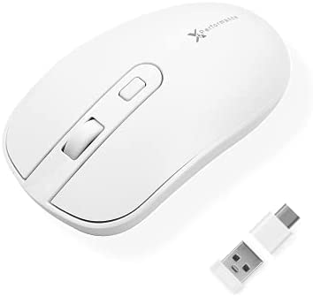 X9 Performance USB C Wireless Mouse with USB and Type C Receiver – Great for Multi-Device Use – 2.4G RF White USB Type C Cordless Mouse PC Computer, Laptop, MacBook, and All Type-C Device