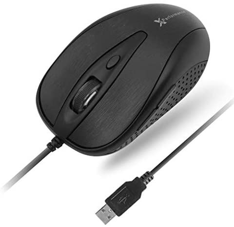 X9 Performance USB Wired Mouse for Laptop – (No Batteries Needed) 6 Button USB Mouse with Side Buttons and Up to 3200 DPI – Comfortable Soft Click Corded Mouse for Chromebook and PC/Mac – Matte Black