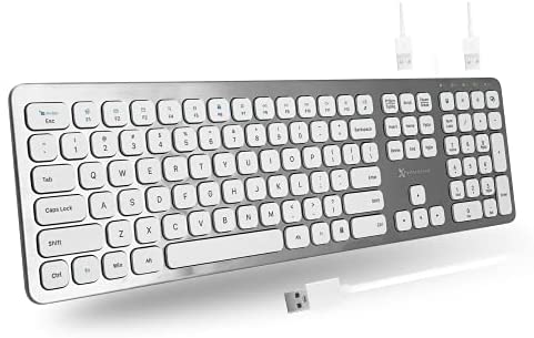 X9 Performance Wired Keyboard for Laptop or Desktop – Plug and Play USB Keyboard with USB Port x2 – Convenient Full Size Computer Keyboard Wired with 17 Shortcuts – Designed for Windows PC