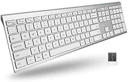 X9 Performance Wireless Keyboard for Laptop and Desktop PC | Rechargeable 2.4G Computer Keyboard Wireless – Elegant Low Profile Keyboard with 110 Silent Keys, 20 Shortcuts, and Keypad – Aluminum