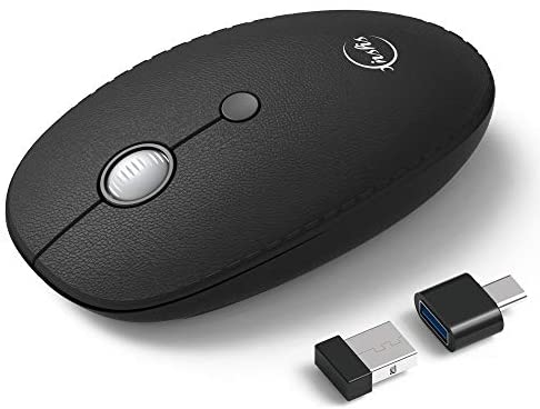 XINSHIS Wireless Mouse, 2.4G Wireless Mouse for Laptop, Ergonomic Computer Mouse Aluminum Alloy Wheel, 3 DPI Adjustment Levels, Leather Luxury Outfit, Black