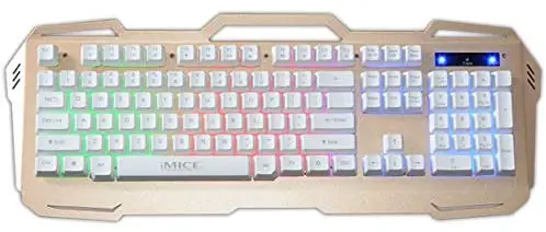 XUEYEQING-US USB Interface 104 Keys Wired Colorful Backlight Gaming Keyboard for Computer PC Laptop,Wired USB Interface USB (Color : Gold)