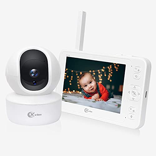 XVIM 1080P Video Baby Monitor-Baby Monitor with Camera and Audio,5 Inch Baby Monitor Screen,Wireless Baby Camera,No WiFi,No APP. Two-Way Talk,Room Temperature,Lullabies,Night Vision,Remote PTZ