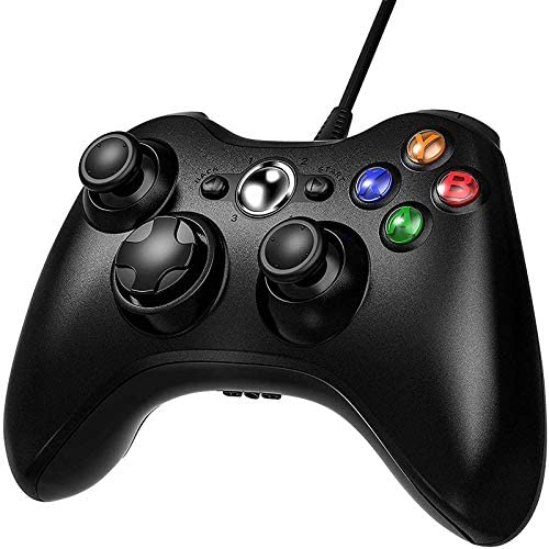 Xbox 360 Wired Controller, Wired Xbox 360 Controller USB Gamepad Joypad Joystick PC Game Controller with Dual-Vbt and Trigger Buttons for PC Windows 7/8/10 (Black)