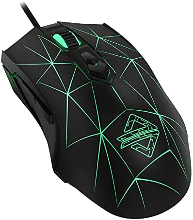 Xooec Gaming Mouse, Wired Computer Gaming Mice with 7 Levels Adjustable DPI up to 2500, 7 Color LED Backlight, 8 Programmed Buttons PC Gaming Mice for Windows Laptop Gamer
