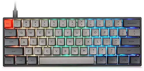 YUNZII SK61S Black Wireless 60% Keys NKRO Gateron Optical Switch RGB Backlight Programmable Mechanical Gaming Keyboard (Gateron Optical Brown, Black 61 Keys)