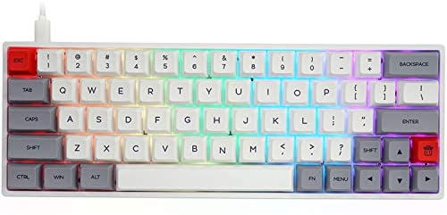 YUNZII SK61S Grey Wireless 60% Keys NKRO Gateron Optical Switch RGB Backlight Programmable Mechanical Gaming Keyboard (Gateron Optical Brown, Grey 61 Keys)