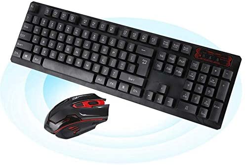 Yoidesu HK6500 Portable 2.4GHz Wireless Gaming Keyboard and Mouse Combo Suspended Keycap Mechanical Feel Gaming Keyboard Ergonomic Mouse 4-Level DPI Control 10m Wireless Connection(Black)