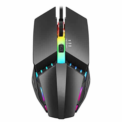 Yuehuam Wired Gaming Mouse Ergonomic Gaming Mice 4 Button 1600DPI USB RGB Computer Mouse with 7 Backlight for PC Laptop Gamers