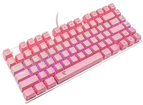 Z-88 Mechanical Blue Switch Gaming Keyboard Rainbow LED Backlit USB Wired Gaming Keyboard Water Resistant 81 Keys for Windows Computer Gamer Office