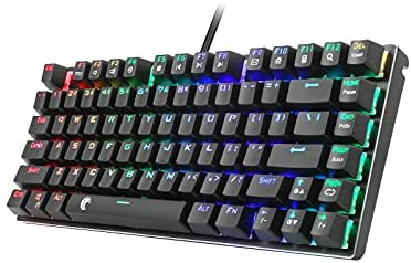 Z-88 TKL Mechanical Gaming Keyboard, E-Element RGB LED Backlit Anti-Ghosting, DIY Blue Switches 81 Keys Wired, Black