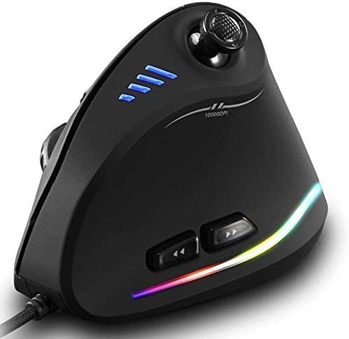 ZEERKEER Ergonomic Vertical Mouse, RGB Wired Vertical Gaming Mouse with Joystick, 10000 Max DPI and 11 Programmable Buttons for Gamers, Computer