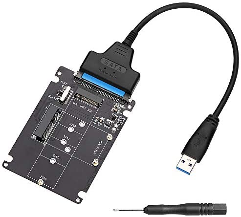 ZEXMTE M.2 NGFF or mSATA to USB 3.0 Adapter 2-in-1 NGFF or mSATA Converter Reader Card with SATA Cable Converter as Portable Flash Drive External 2.5 inch Hard Drive,Support SATA NGFF B/B+M Key SSD
