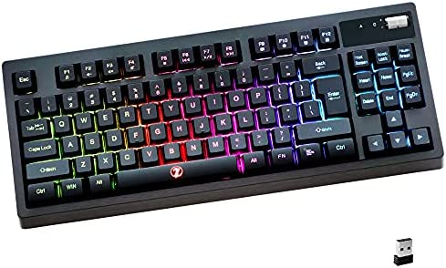 ZJFKSDYX Wireless Gaming Keyboard, RGB Backlit 2.4G Wireless Connection Support Charging Waterproof Mute Button (Black)