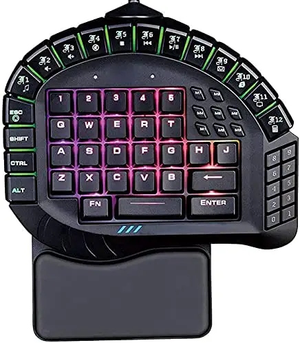 ZJJZ One-Hand Mechanical Gaming Keyboard Portable 60-Key Keyboard Game Controller